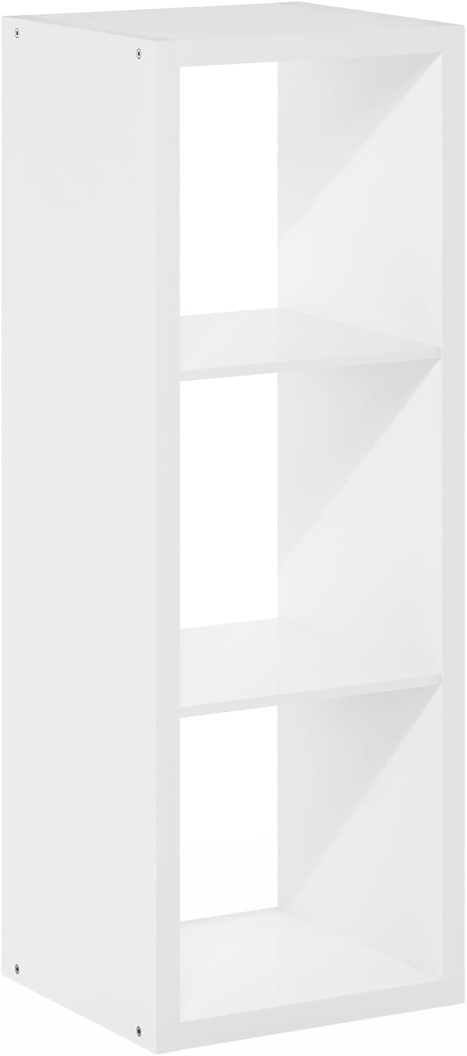 3-Cube Vertical Bookshelf, Modern Open Display Storage Bookcase, Tall Slim Book Rack for Living Room, Bedroom & Home Office