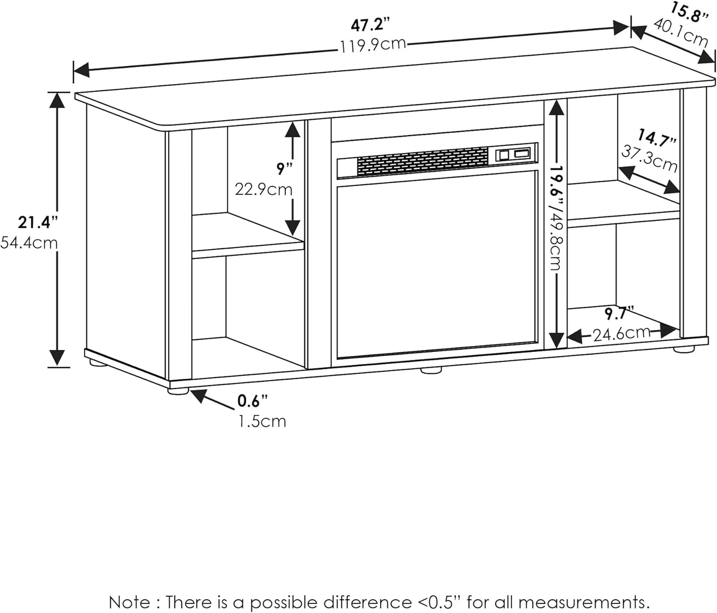 TV Stand with Electric Fireplace, Modern Entertainment Center with LED Flame, Storage TV Console for Living Room & Bedroom