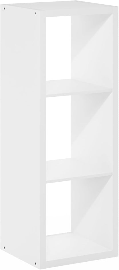 3-Cube Vertical Bookshelf, Modern Open Display Storage Bookcase, Tall Slim Book Rack for Living Room, Bedroom & Home Office
