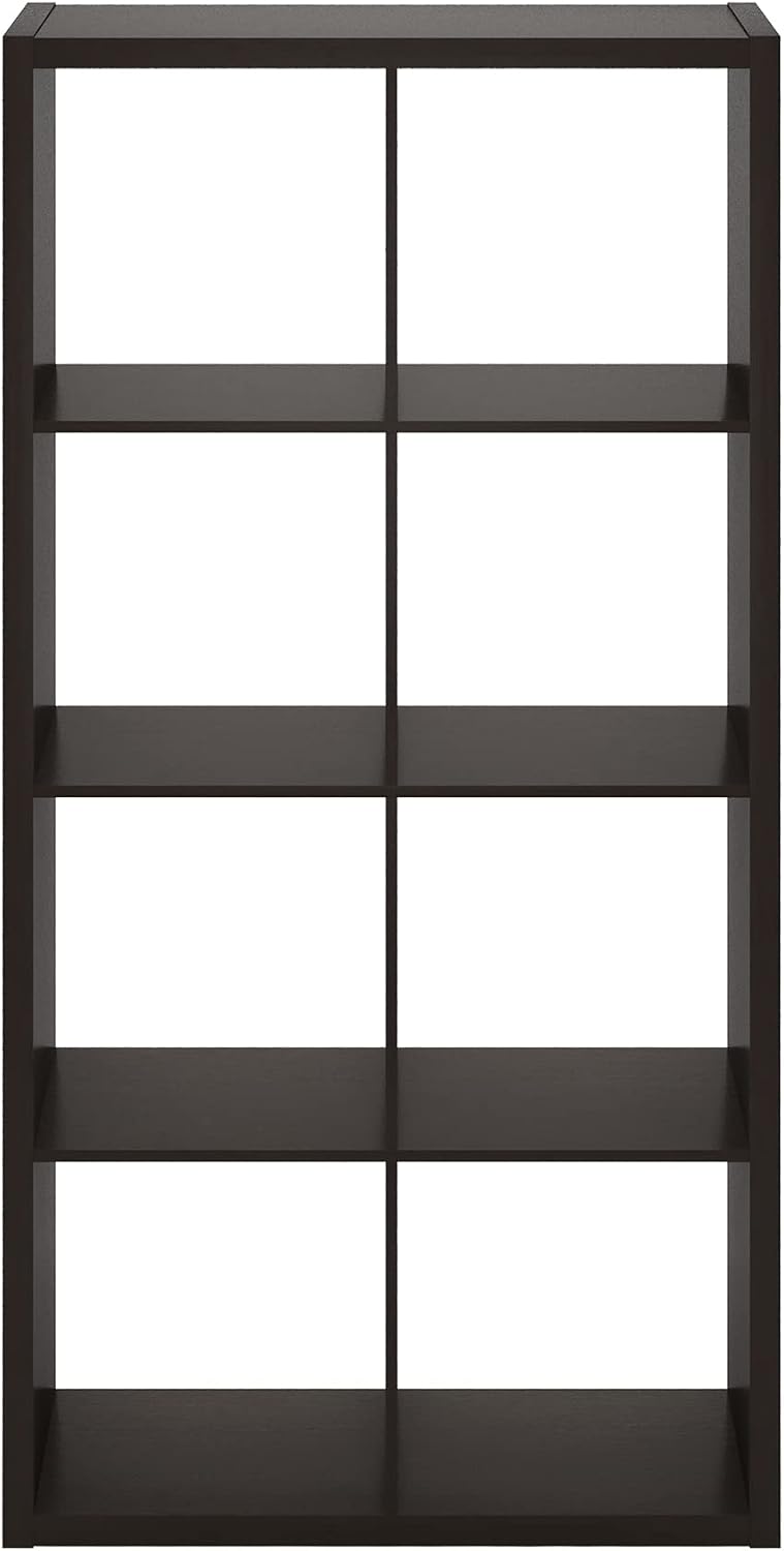 8-Cube Bookshelf, Reversible Open Storage Bookcase, Modern Display Organizer Shelf for Living Room, Bedroom & Home Office