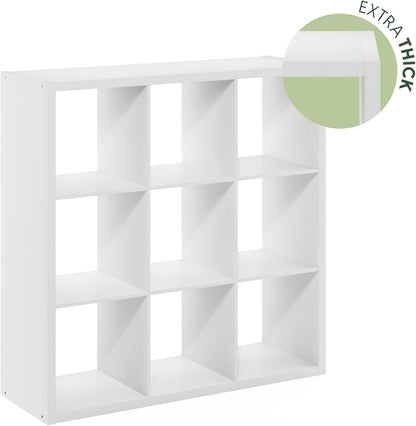 9-Cube Bookshelf, Reversible Open Storage Bookcase, Modern Cube Organizer Shelf for Living Room, Bedroom & Home Office
