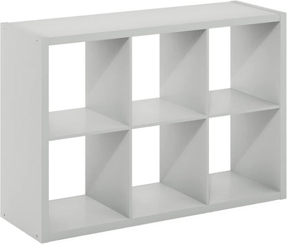 6-Cube Bookshelf, Reversible Open Display Bookcase, Modern Storage Organizer Shelf for Living Room, Bedroom & Home Office