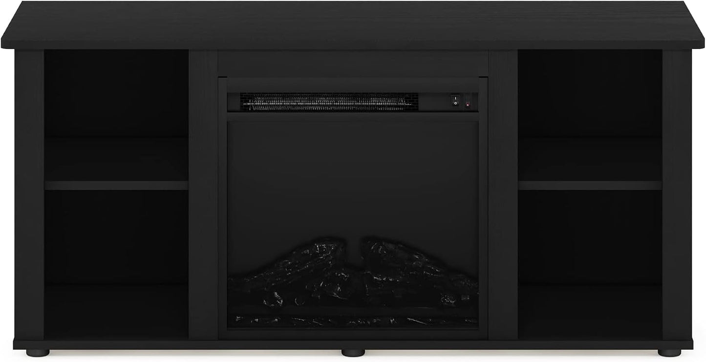 TV Stand with Electric Fireplace, Modern Entertainment Center with LED Flame, Storage TV Console for Living Room & Bedroom
