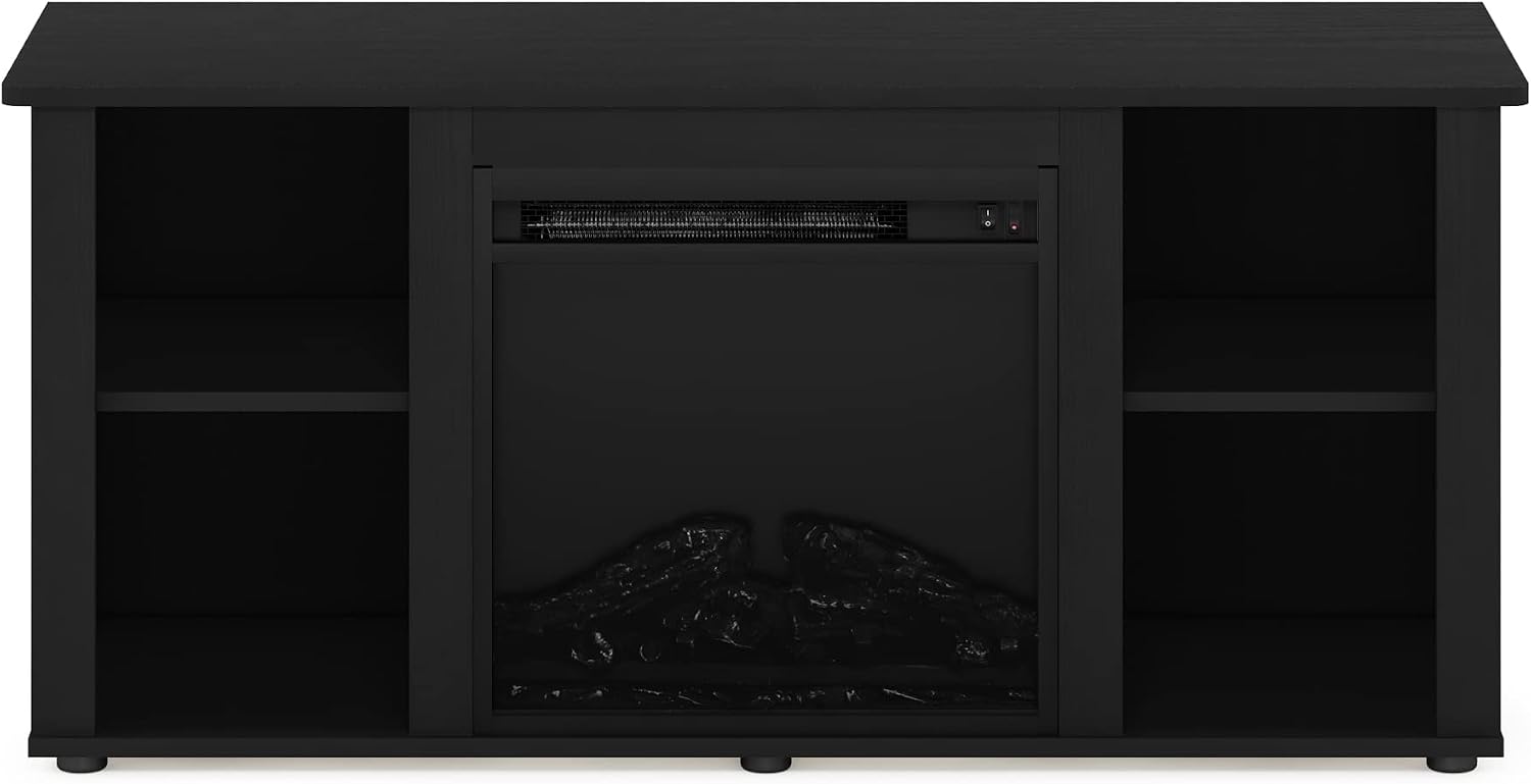 TV Stand with Electric Fireplace, Modern Entertainment Center with LED Flame, Storage TV Console for Living Room & Bedroom