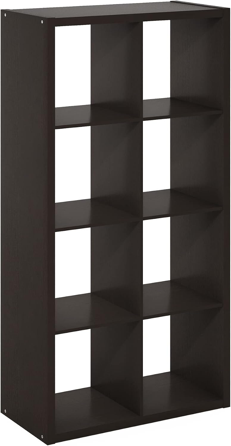 8-Cube Bookshelf, Reversible Open Storage Bookcase, Modern Display Organizer Shelf for Living Room, Bedroom & Home Office