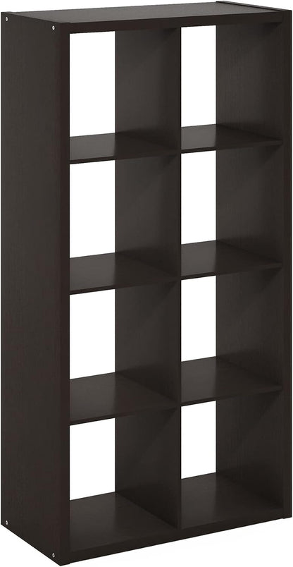 8-Cube Bookshelf, Reversible Open Storage Bookcase, Modern Display Organizer Shelf for Living Room, Bedroom & Home Office