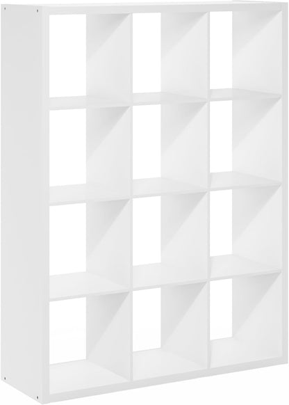 12-Cube Bookshelf, Reversible Open Display Bookcase, Modern Large Storage Organizer Shelf for Living Room, Bedroom & Home Office