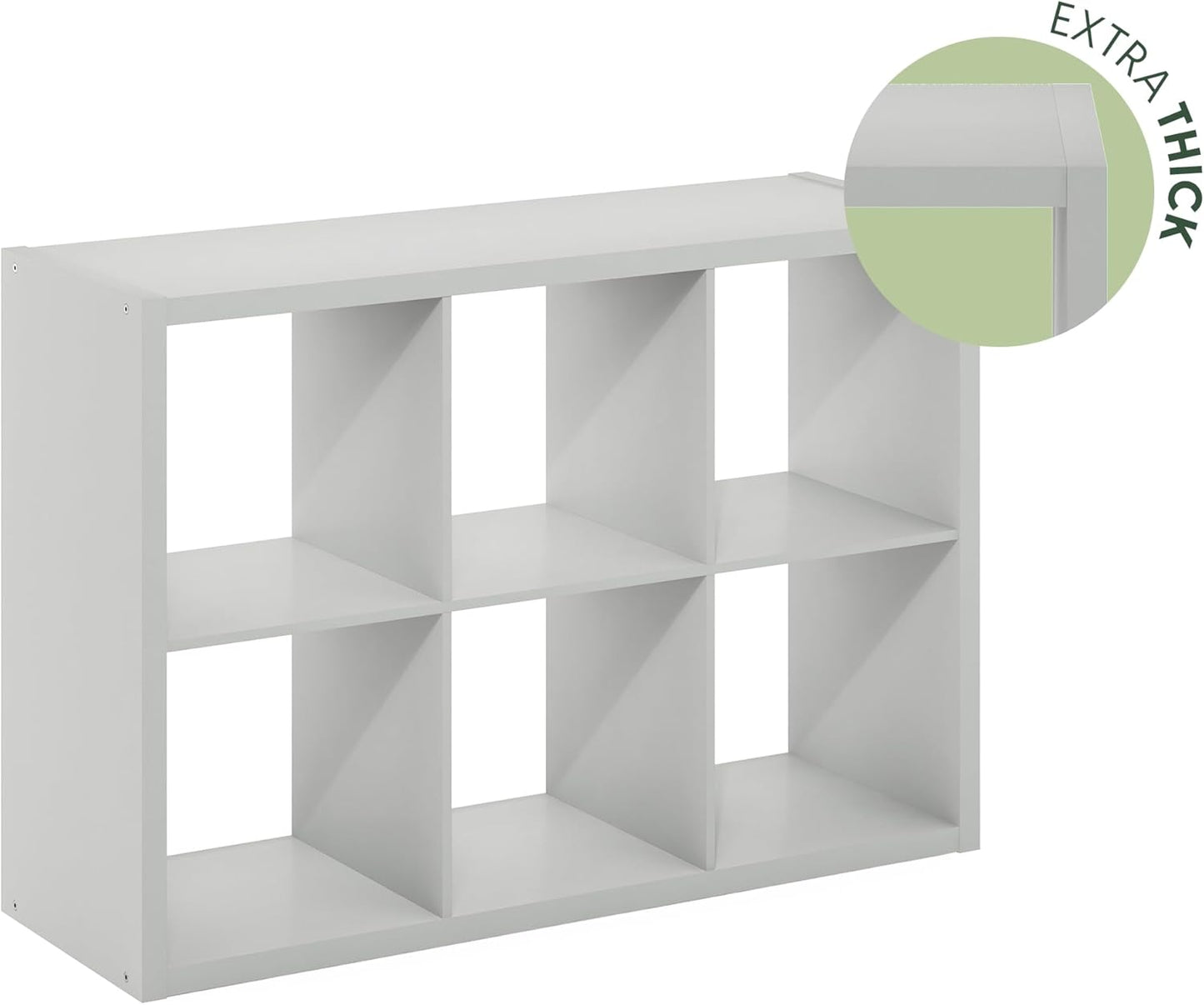 6-Cube Bookshelf, Reversible Open Display Bookcase, Modern Storage Organizer Shelf for Living Room, Bedroom & Home Office