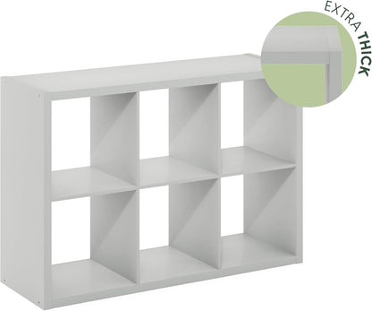 6-Cube Bookshelf, Reversible Open Display Bookcase, Modern Storage Organizer Shelf for Living Room, Bedroom & Home Office