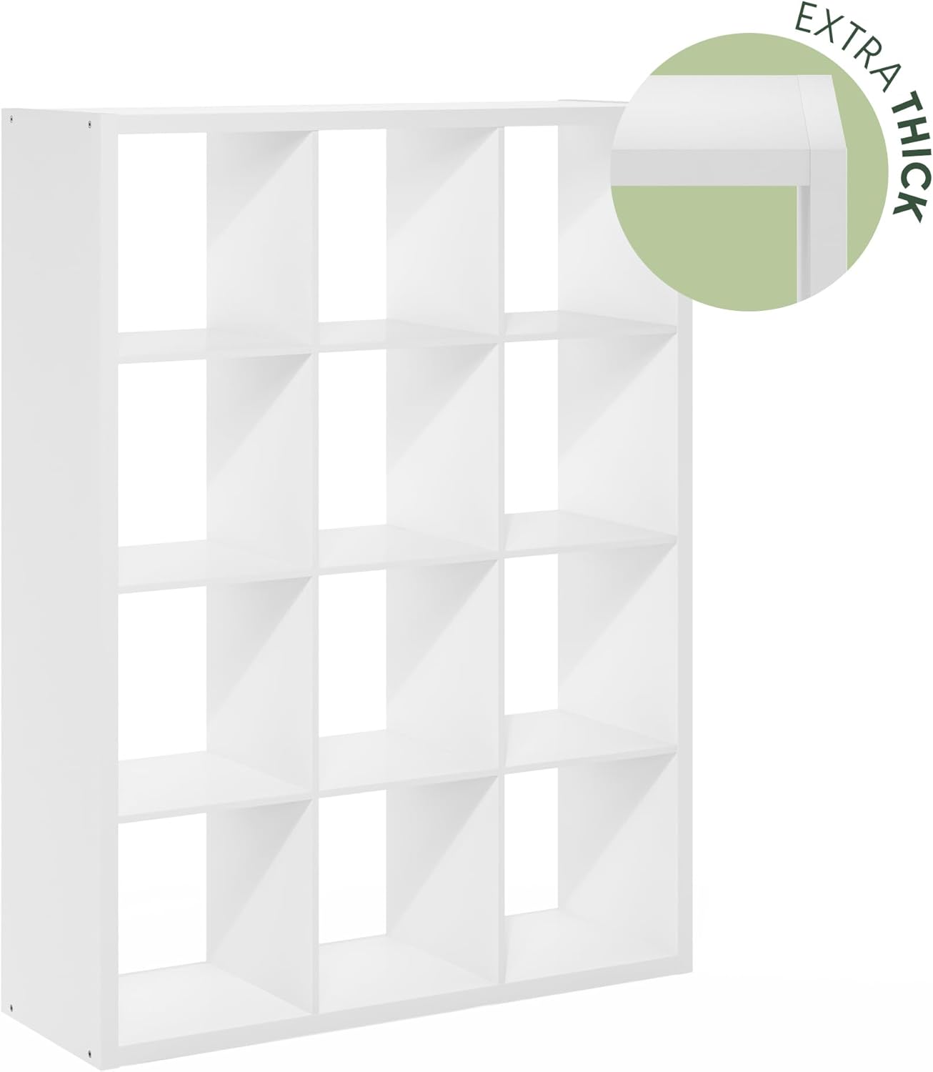 12-Cube Bookshelf, Reversible Open Display Bookcase, Modern Large Storage Organizer Shelf for Living Room, Bedroom & Home Office