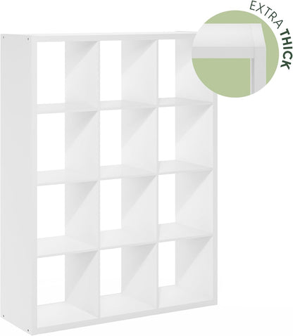 12-Cube Bookshelf, Reversible Open Display Bookcase, Modern Large Storage Organizer Shelf for Living Room, Bedroom & Home Office