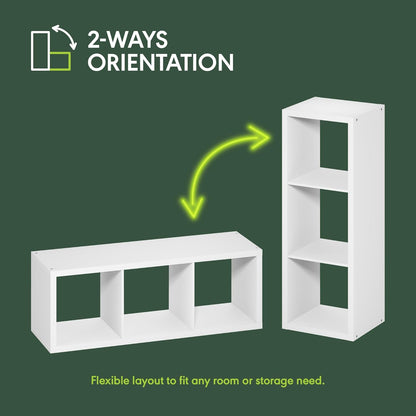 3-Cube Vertical Bookshelf, Modern Open Display Storage Bookcase, Tall Slim Book Rack for Living Room, Bedroom & Home Office