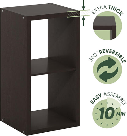 2-Cube Bookshelf, Modern Open Display Storage Shelf, Compact Bookcase for Living Room, Bedroom & Home Office