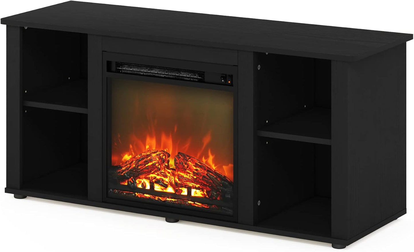TV Stand with Electric Fireplace, Modern Entertainment Center with LED Flame, Storage TV Console for Living Room & Bedroom