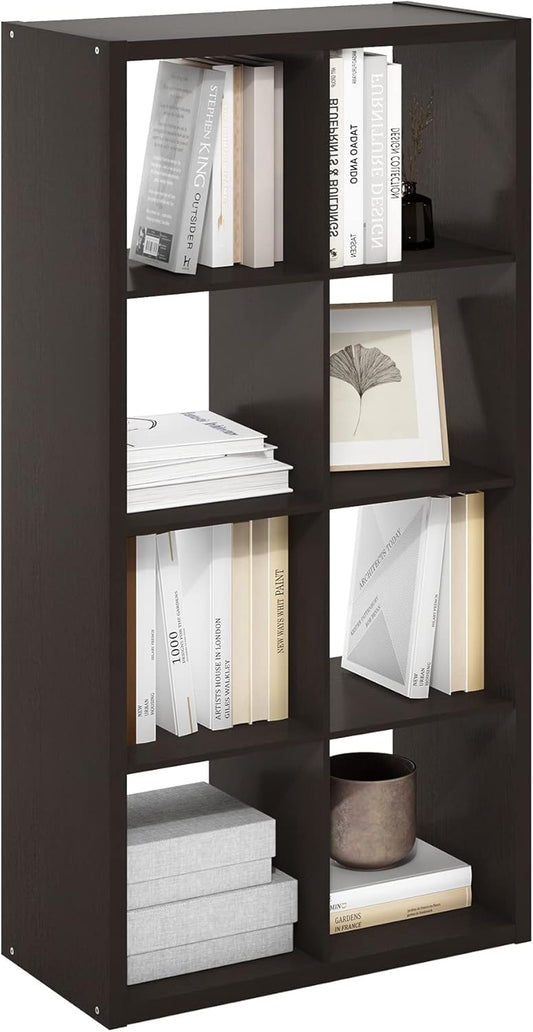 8-Cube Bookshelf, Reversible Open Storage Bookcase, Modern Display Organizer Shelf for Living Room, Bedroom & Home Office