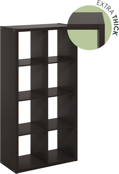 8-Cube Bookshelf, Reversible Open Storage Bookcase, Modern Display Organizer Shelf for Living Room, Bedroom & Home Office