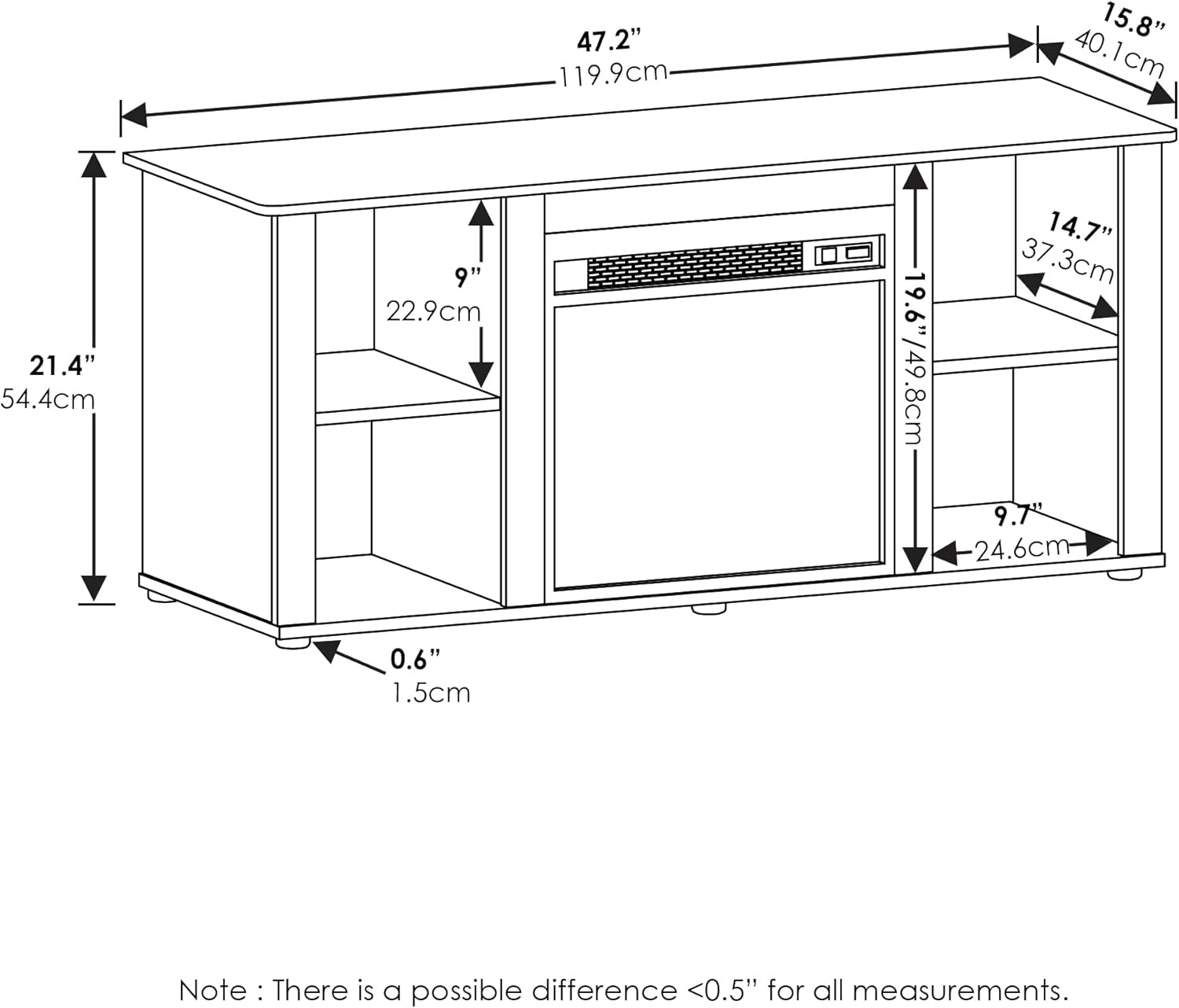 TV Stand with Electric Fireplace, Modern Entertainment Center with LED Flame, Storage TV Console for Living Room & Bedroom