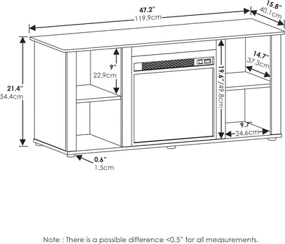TV Stand with Electric Fireplace, Modern Entertainment Center with LED Flame, Storage TV Console for Living Room & Bedroom
