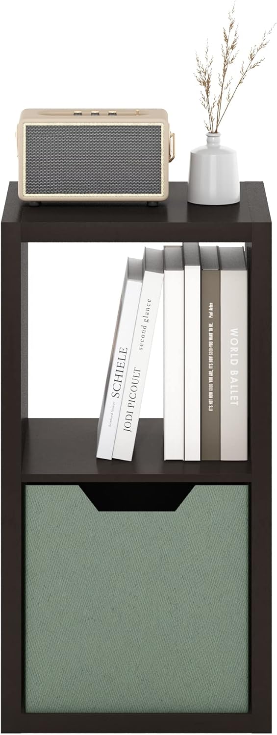 2-Cube Bookshelf, Modern Open Display Storage Shelf, Compact Bookcase for Living Room, Bedroom & Home Office