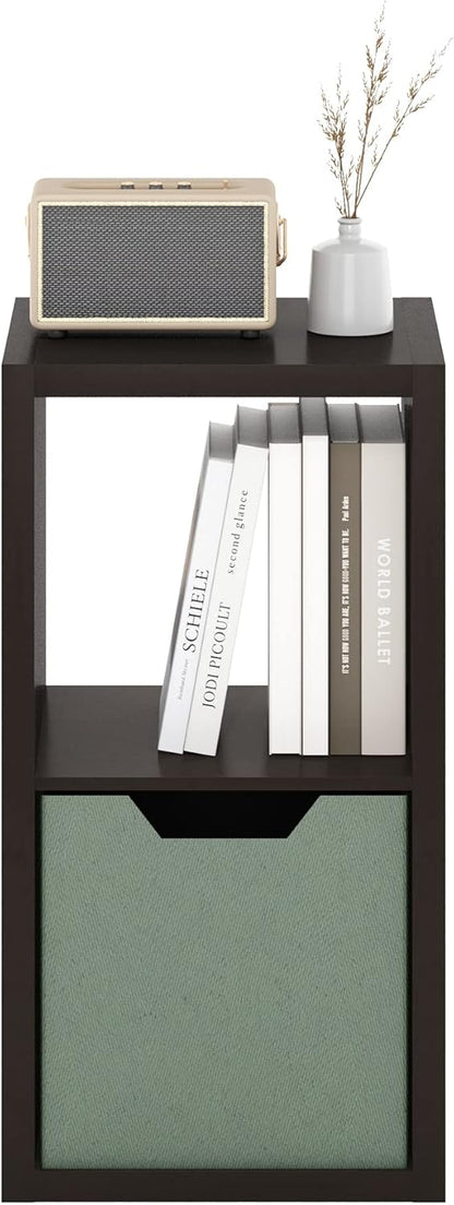 2-Cube Bookshelf, Modern Open Display Storage Shelf, Compact Bookcase for Living Room, Bedroom & Home Office