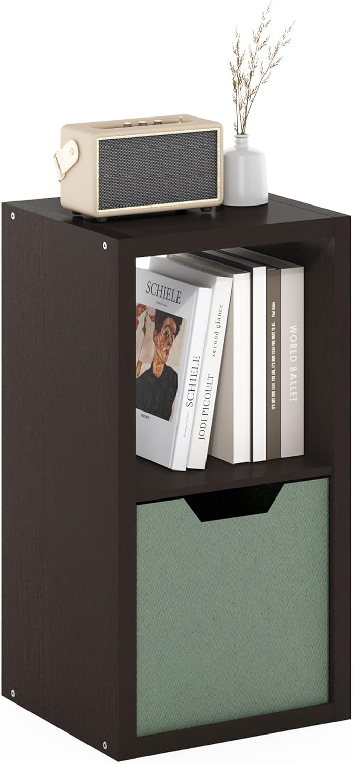 2-Cube Bookshelf, Modern Open Display Storage Shelf, Compact Bookcase for Living Room, Bedroom & Home Office