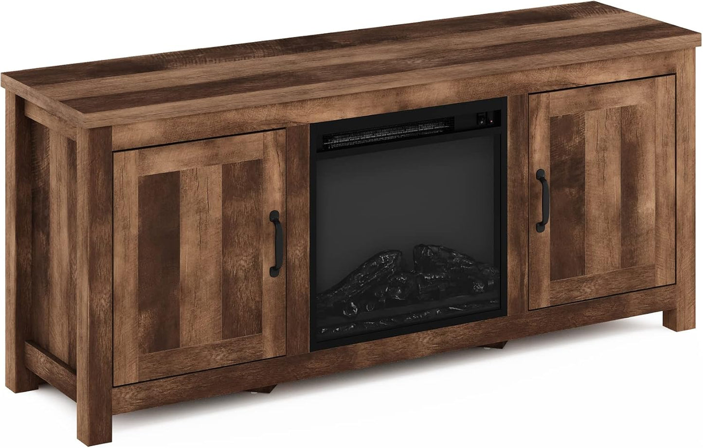 TV Stand with Electric Fireplace, Farmhouse Entertainment Center for TVs up to 60 Inch, Storage Media Console for Living Room
