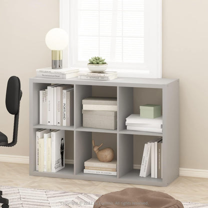 6-Cube Bookshelf, Reversible Open Display Bookcase, Modern Storage Organizer Shelf for Living Room, Bedroom & Home Office
