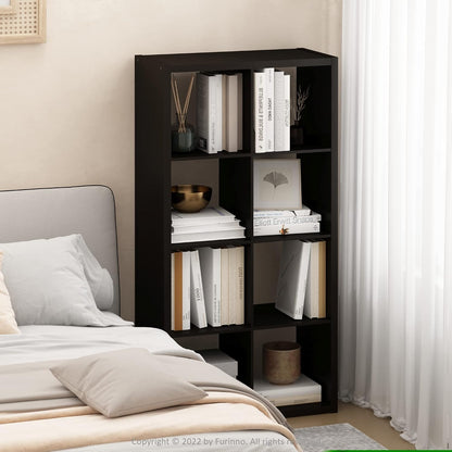 8-Cube Bookshelf, Reversible Open Storage Bookcase, Modern Display Organizer Shelf for Living Room, Bedroom & Home Office