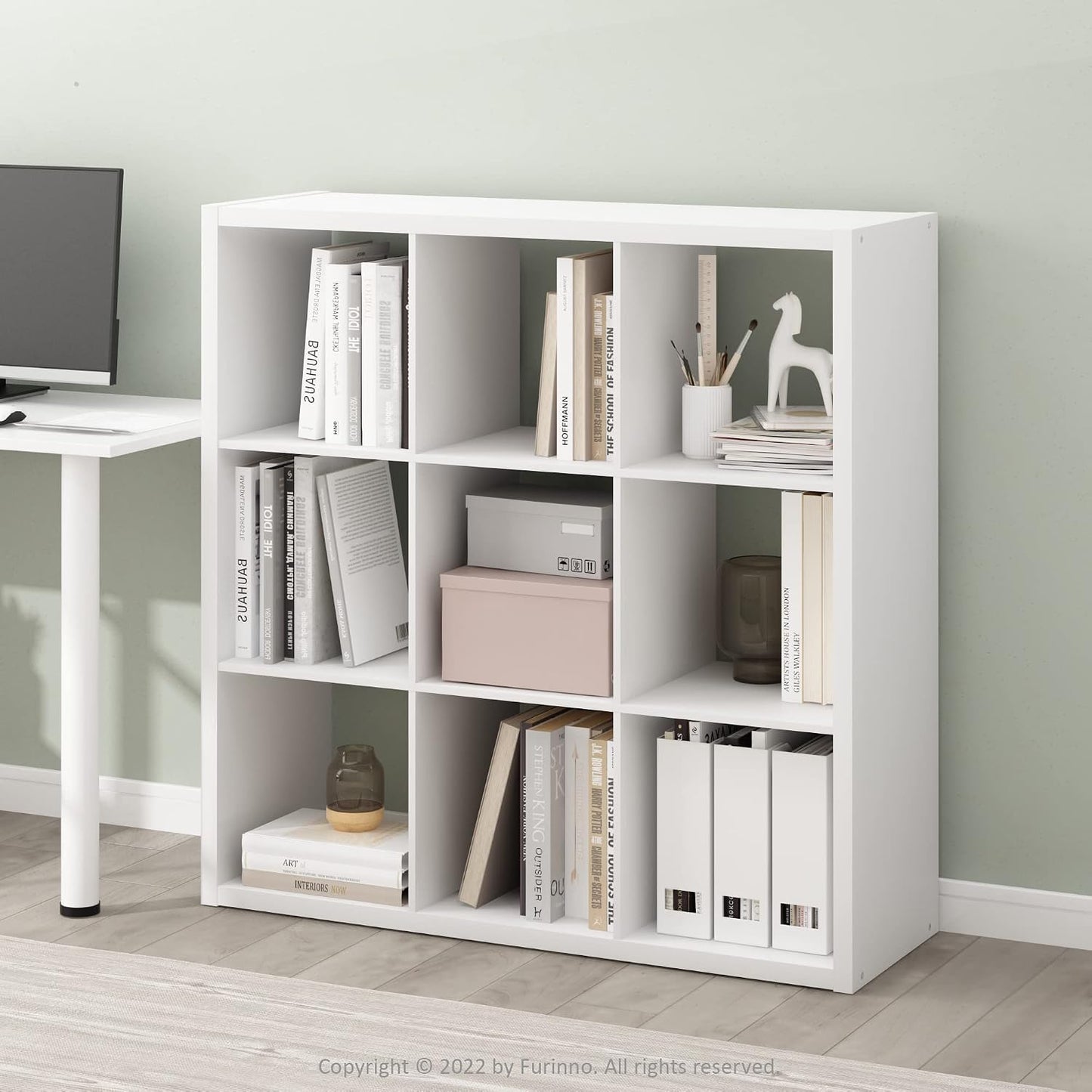 9-Cube Bookshelf, Reversible Open Storage Bookcase, Modern Cube Organizer Shelf for Living Room, Bedroom & Home Office