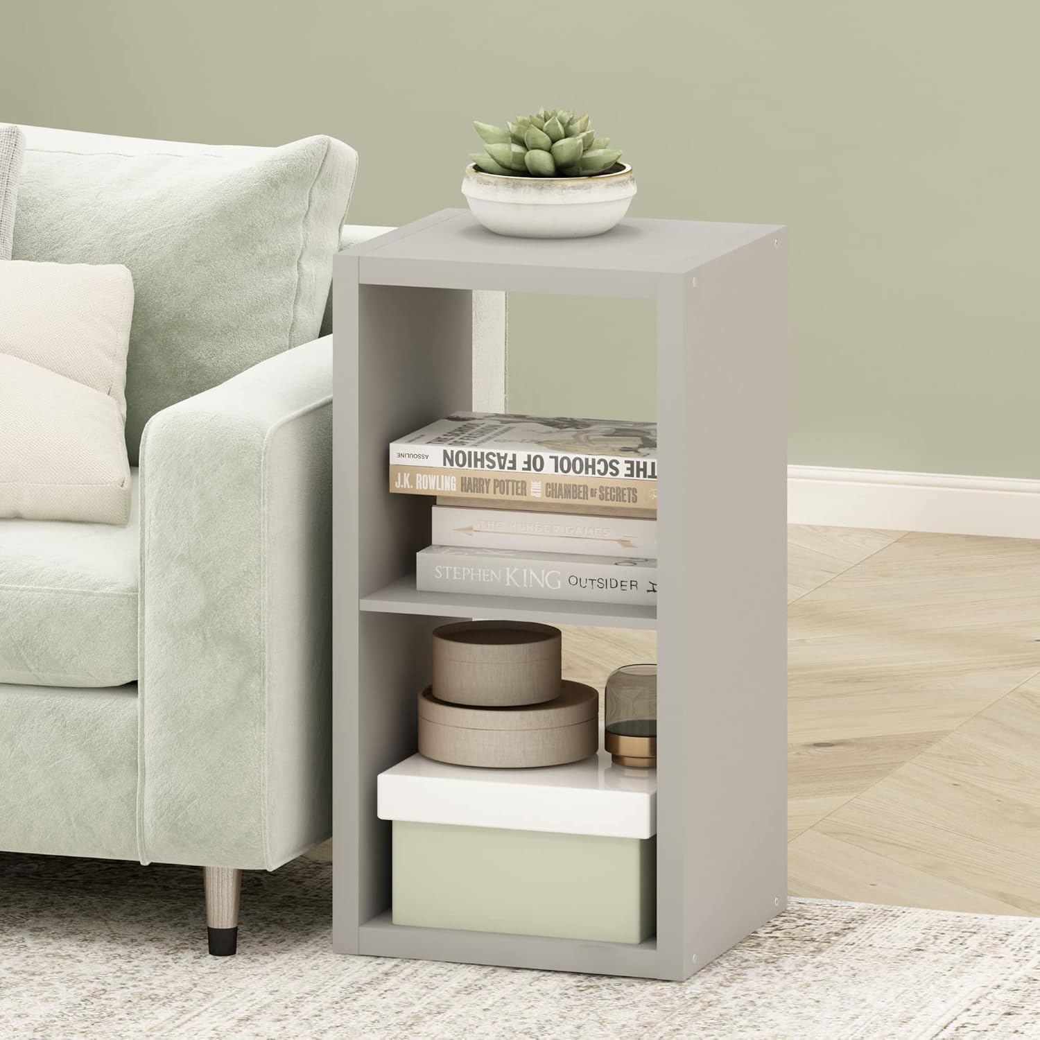 2-Cube Open Bookshelf, Compact Modern Storage Bookcase, Small Display Shelf for Living Room, Bedroom & Home Office