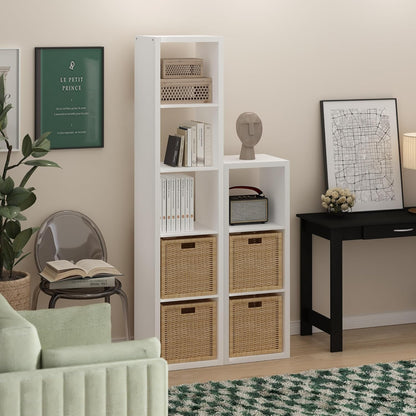 3-Cube Vertical Bookshelf, Modern Open Display Storage Bookcase, Tall Slim Book Rack for Living Room, Bedroom & Home Office