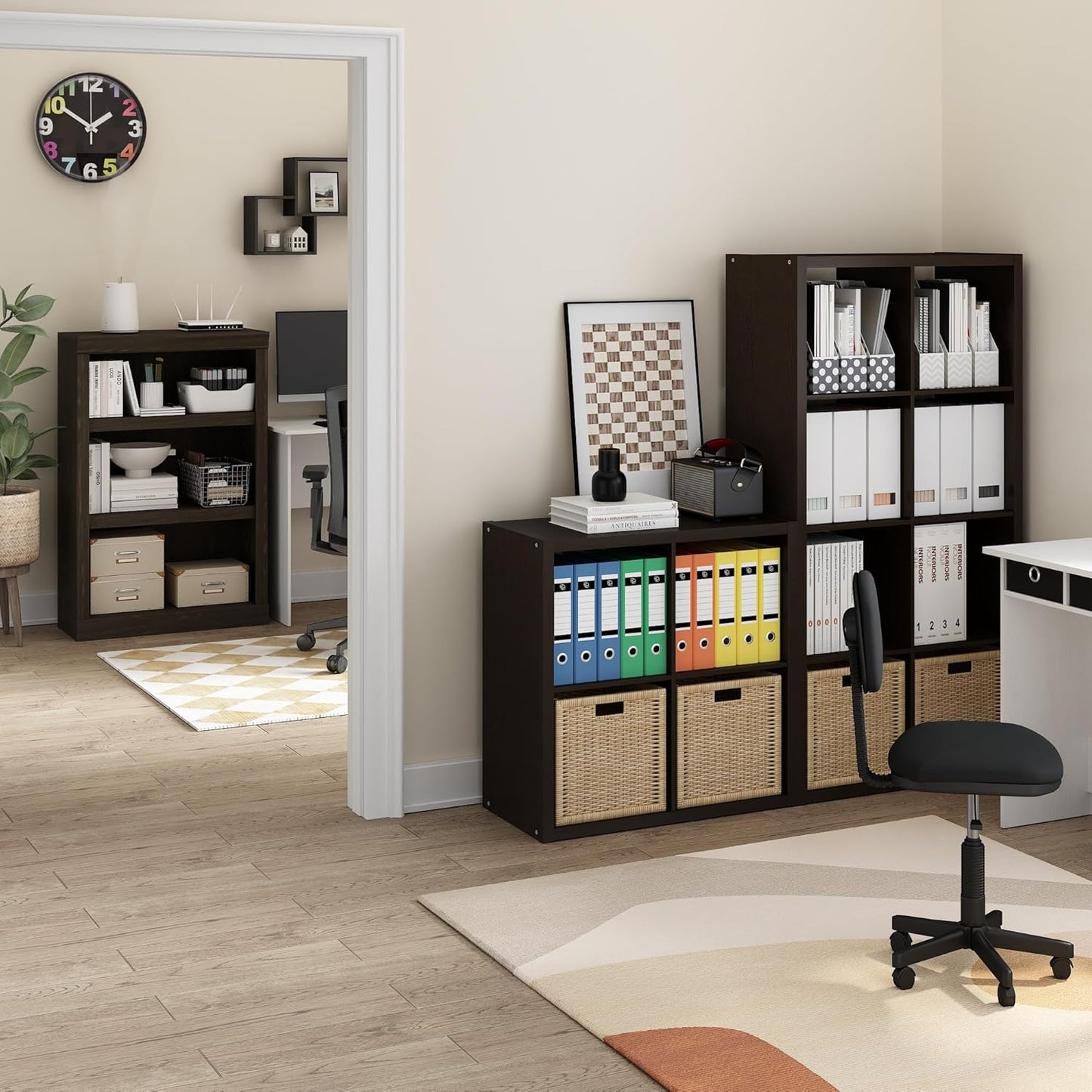 8-Cube Bookshelf, Reversible Open Storage Bookcase, Modern Display Organizer Shelf for Living Room, Bedroom & Home Office