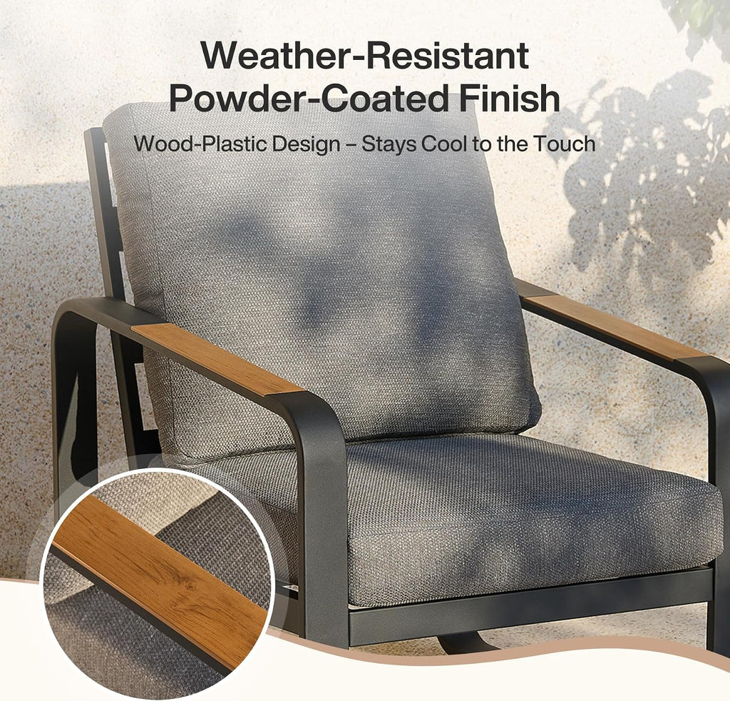 5-Piece Outdoor Patio Furniture Set with Sofa, Armchairs, Coffee Table & Side Table, Modern Metal Frame Conversation Set for Garden, Backyard & Poolside