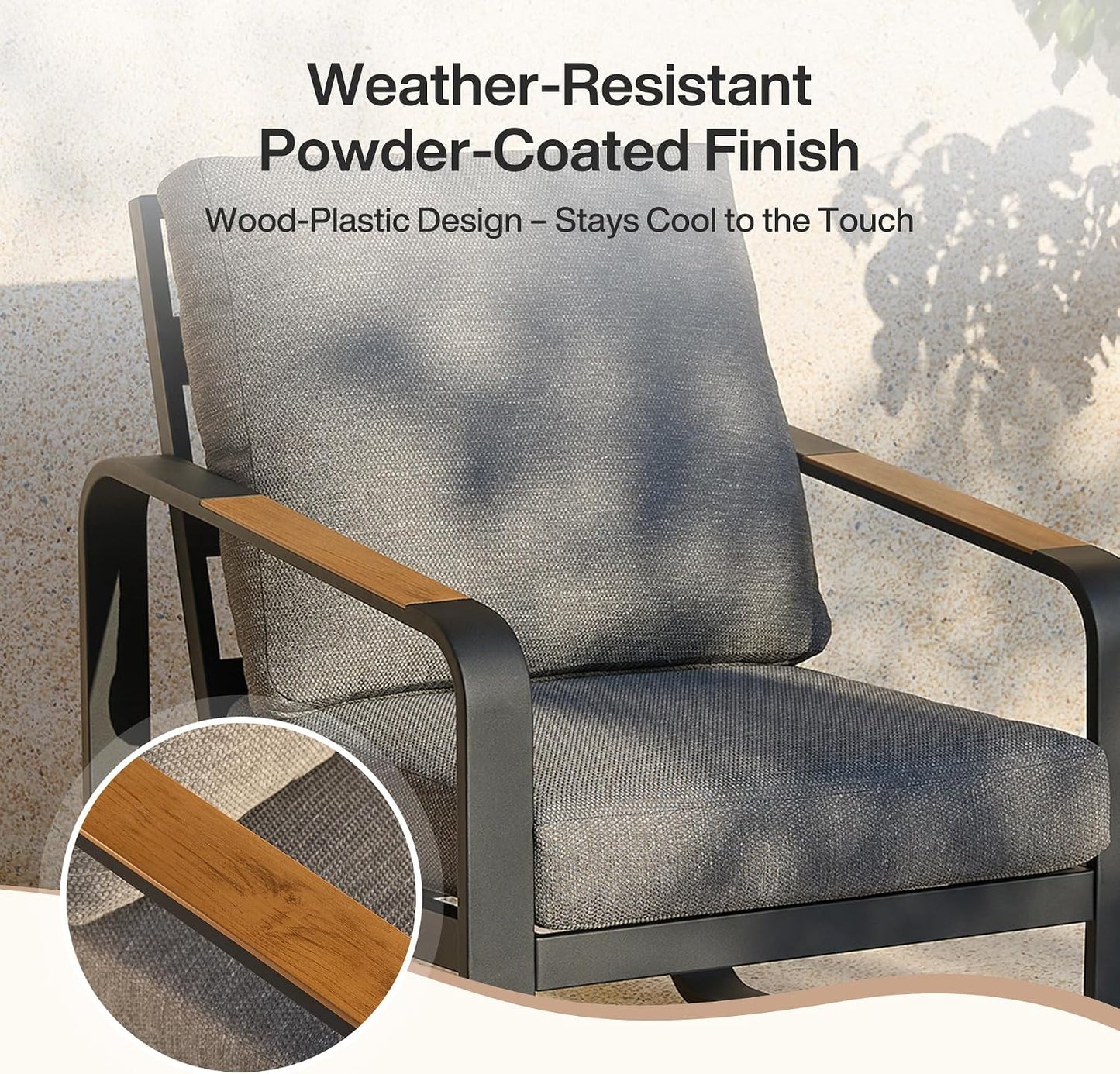 5-Piece Outdoor Patio Furniture Set with Sofa, Armchairs, Coffee Table & Side Table, Modern Metal Frame Conversation Set for Garden, Backyard & Poolside