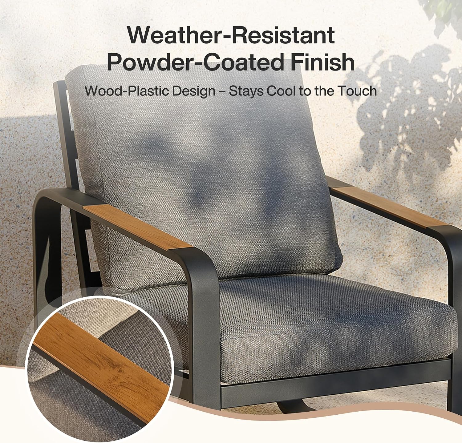 5-Piece Outdoor Patio Furniture Set with Sofa, Armchairs, Coffee Table & Side Table, Modern Metal Frame Conversation Set for Garden, Backyard & Poolside