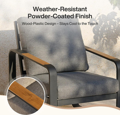 5-Piece Outdoor Patio Furniture Set with Sofa, Armchairs, Coffee Table & Side Table, Modern Metal Frame Conversation Set for Garden, Backyard & Poolside